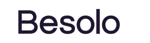 The image displays the word "Besolo" in bold, dark purple lettering against a black background.