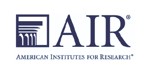 Logo of the American Institutes for Research, featuring the acronym "AIR" and a stylized design of three columns within a square.