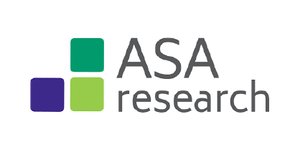 Logo of ASA Research featuring three squares, two green and one blue, alongside the text "ASA research" in gray.