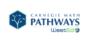 Logo of Carnegie Math Pathways with a hexagon containing a plant illustration on the left, and the text "WestEd" below "Pathways.