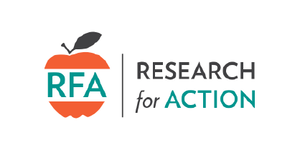 Logo of "Research for Action" with the acronym RFA in an orange apple graphic.