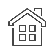 Simple line drawing of a house with two stories and four windows.