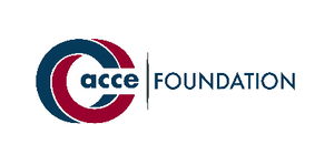 Logo of the ACCE Foundation featuring intertwined red and blue curved shapes with the text "acce" and "FOUNDATION" in blue.
