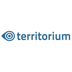 A blue logo with a stylized eye design followed by the word "territorium" in lowercase letters.