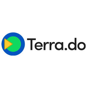 Terra.do logo featuring a blue circle with a green center and a yellow triangular play button on the left side, with the text "Terra.do" to the right.