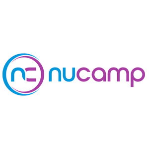 Logo of Nucamp with stylized text in blue and purple, featuring a circular design element on the left.