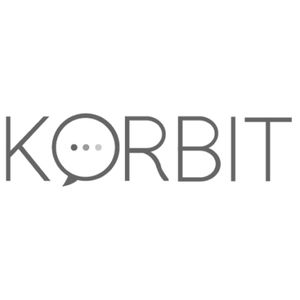 Logo of Korbit, with the letter "O" designed as a speech bubble containing three dots.