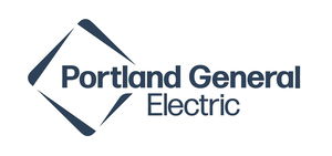 Logo of Portland General Electric featuring a stylized diamond shape and the company's name in bold letters.
