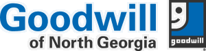 Goodwill of North Georgia logo with blue text and a stylized face in a blue square, featuring the word 'goodwill' beneath it.