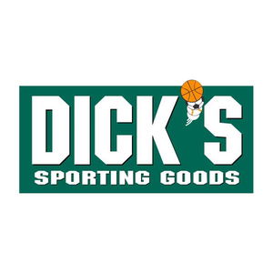 Logo of Dick's Sporting Goods, featuring the company name in bold letters with a stylized basketball design integrated into the letter "I".