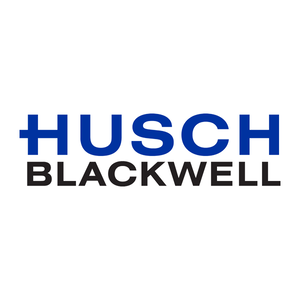 Husch Blackwell logo featuring the name in bold blue and black text on a white background.