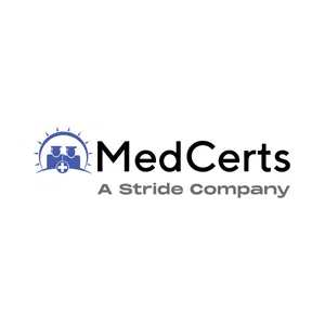 MedCerts logo with the tagline "A Stride Company" and an icon of a graduation cap and medical symbol.