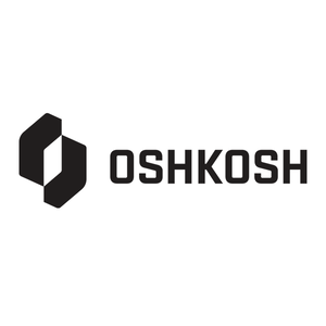 Black and white Oshkosh logo with a stylized hexagon icon.