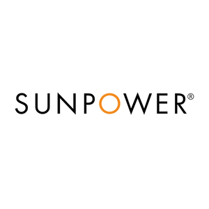 The SunPower logo features the word "SUNPOWER" in black text, with the "O" in orange.